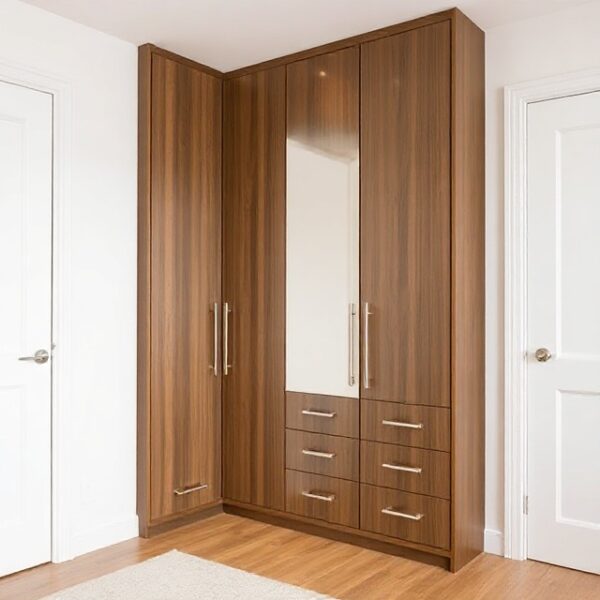 Bespoke angled wardrobes London installation